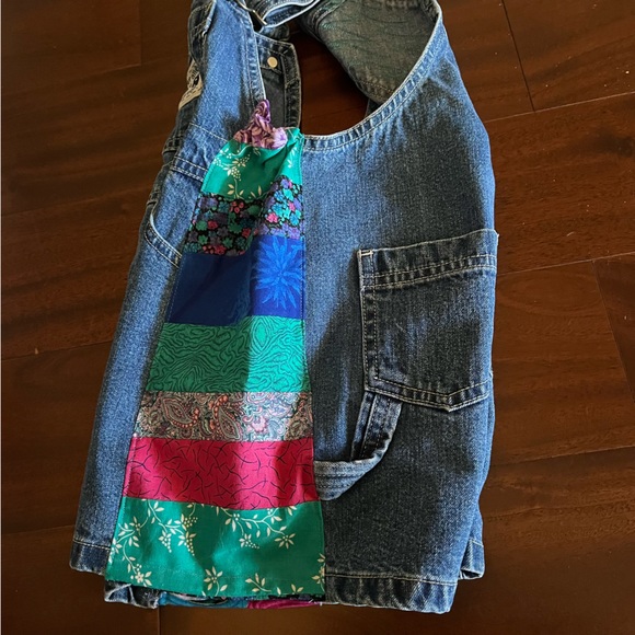 denim patchwork overalls baby grateful festival dead head bolt 💚⚡️💙 cute co. - Picture 5 of 9